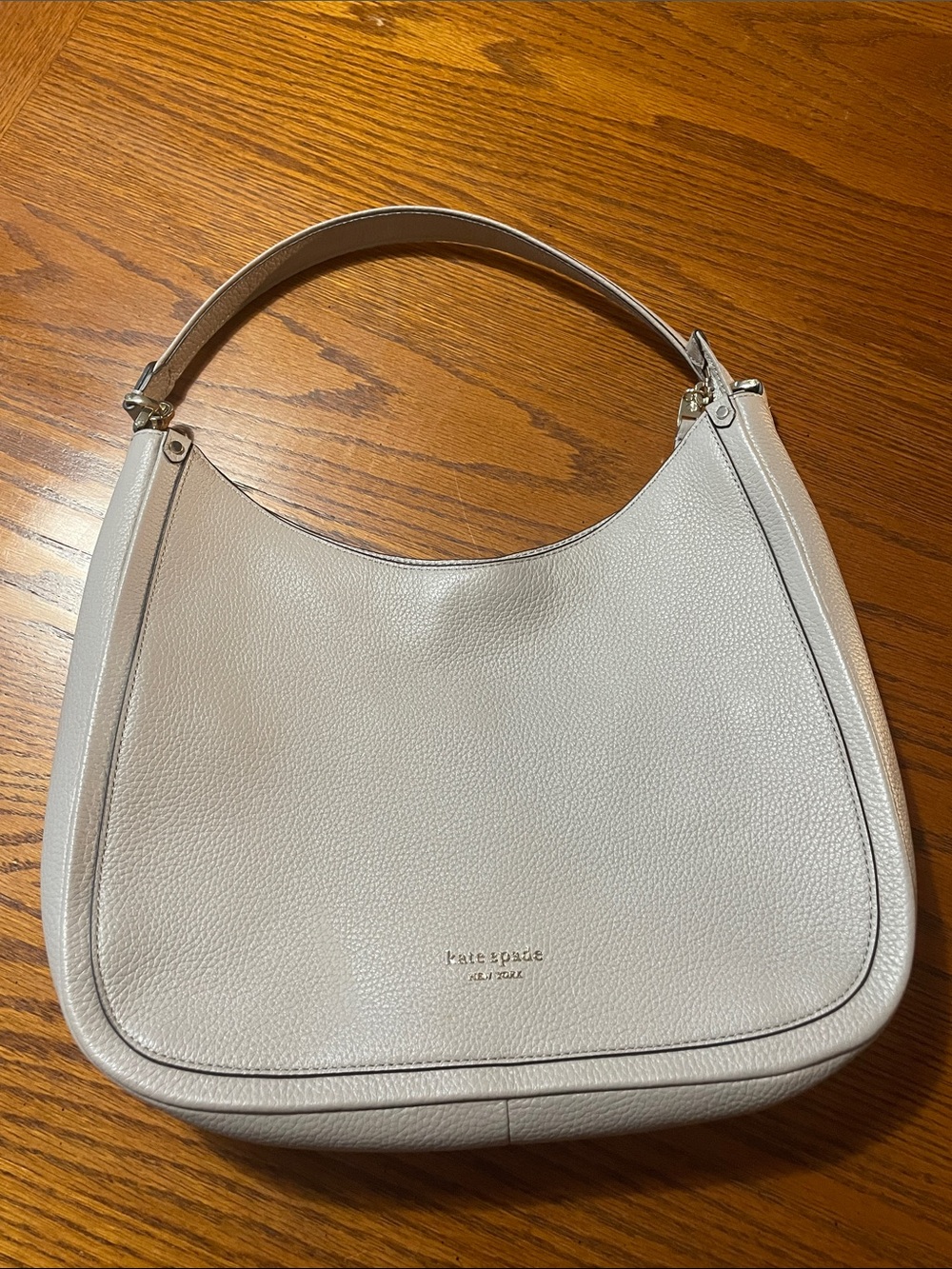 kate spade Pebble Leather Shoulder Hobo in light gray